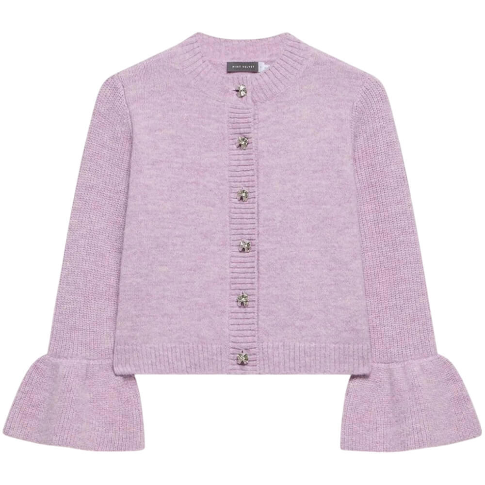 Mint Velvet Lilac Fluted Sleeve Cardigan